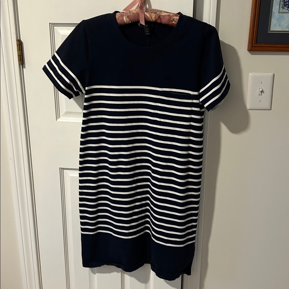 J. Crew Navy and White Striped Dress